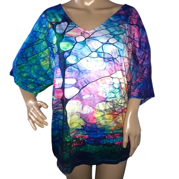 3XL WATER COLOR TIE DYE SHORT SLEEVE TOP - Picture 1 of 7